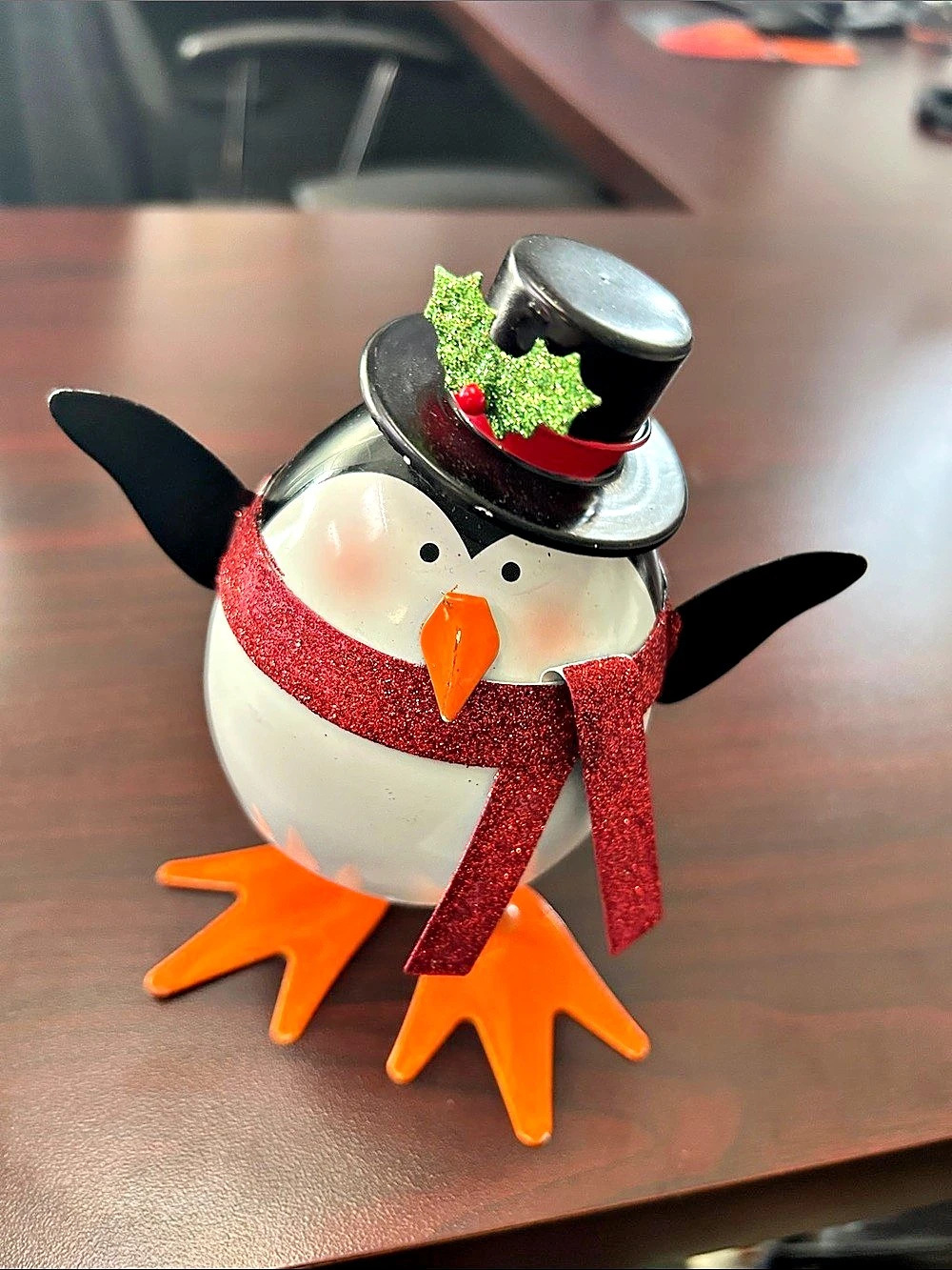 Holiday Penguin Decor Black & Red